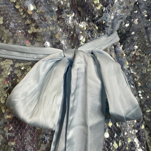 Mable Viva Las Vegas Sequin Wrap Mini Dress Light Blue Size Medium NWT - Picture 5 of 15